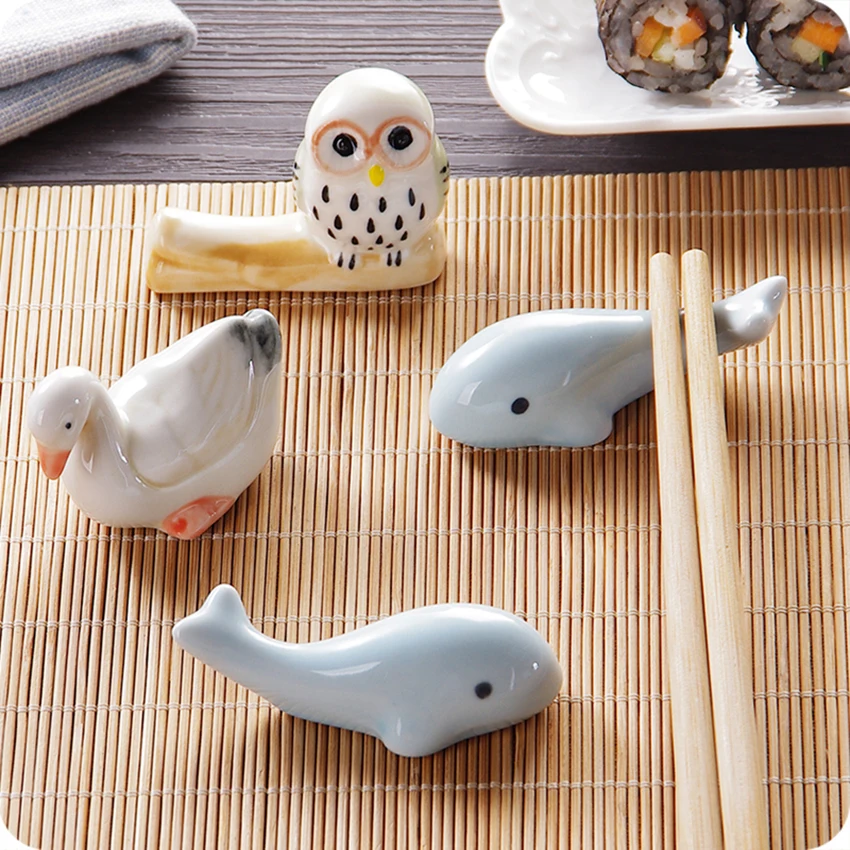 

Cute Ceramic Goose Dolphin Owl Shape Chopstick Stand Rest Spoon Holder Tableware Storage Rack for Kitchen Chopsticks Holder