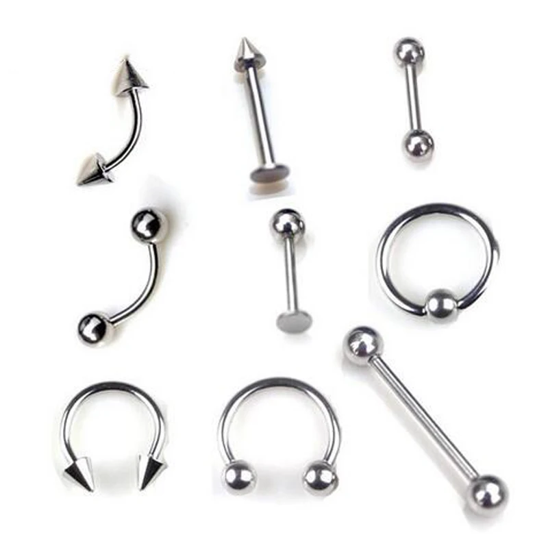 

2Pcs Surgical Stainless Steel Eyebrow Nose Lip Captive Bead Ring Tongue Piercing Tragus Cartilage Earring Body Jewelry