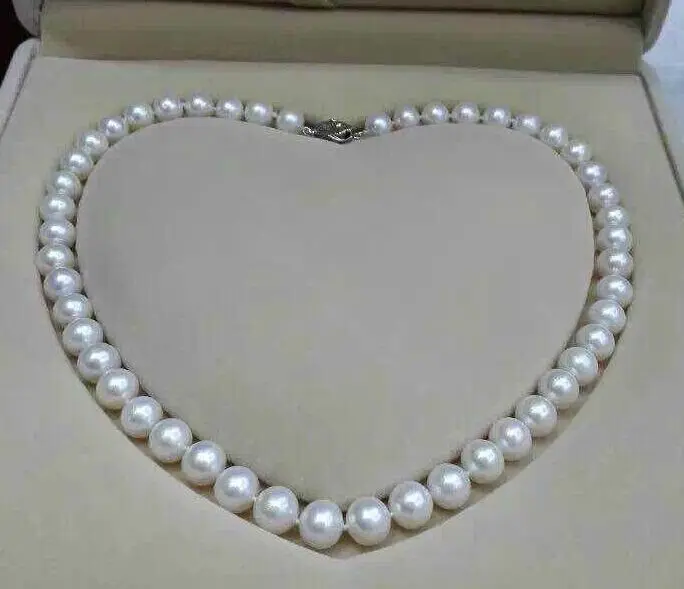 

Free shipping hot sale Women Bridal Wedding Jewelry >>9-10mm natural south seas white pearl pendant necklace 17'' silver clasp