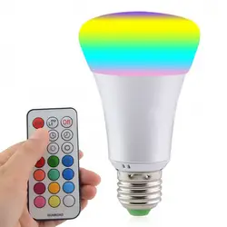 E27 RGB Светодиодная лампа AC 85-265 В светодиодные лампы 10 Вт RGB подсветкой 12 Цветов с Дистанционное управление энергии экономия Освещение для