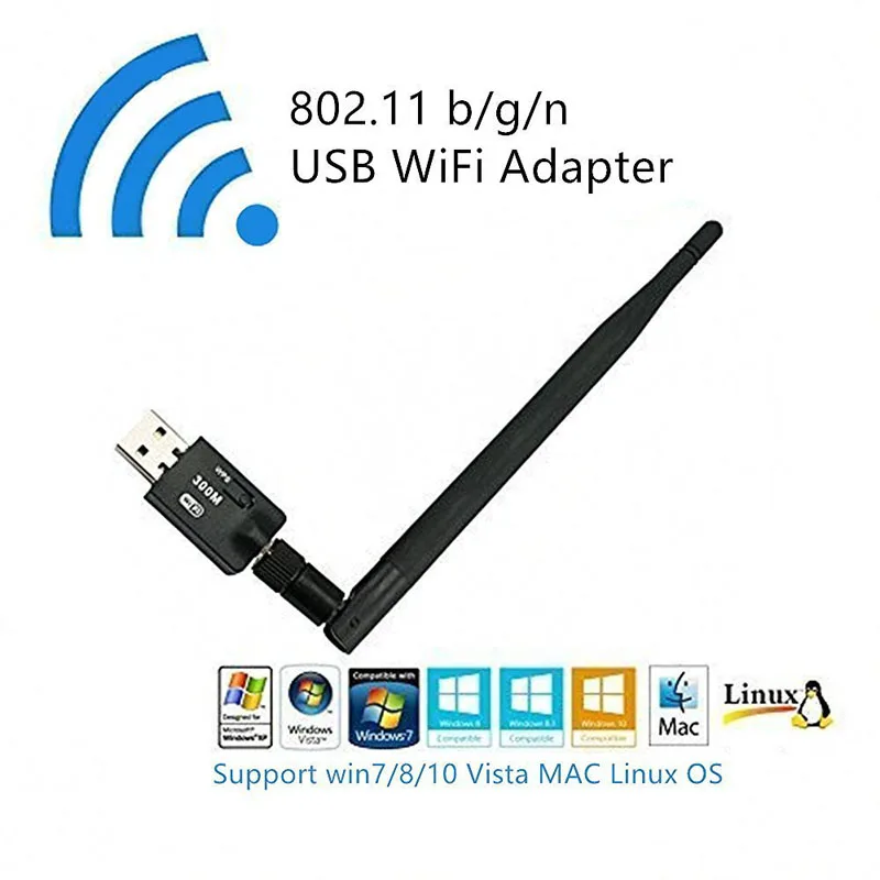 2 4 ГГц 300 Мбит/с USB Wifi адаптер 0 Беспроводной сетевая карта антенна для Windows XP/Vista/7