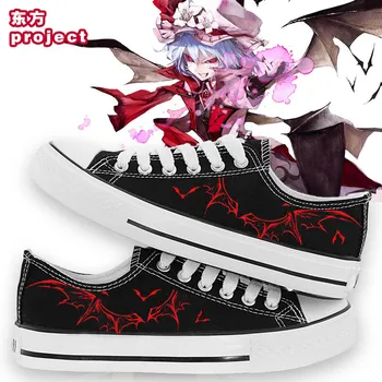 

High-Q Unisex Anime Cos TouHou Project noctilucent Canvas Shoes Casual plimsolls Remilia Scarlet Luminous shoes rope soled shoe