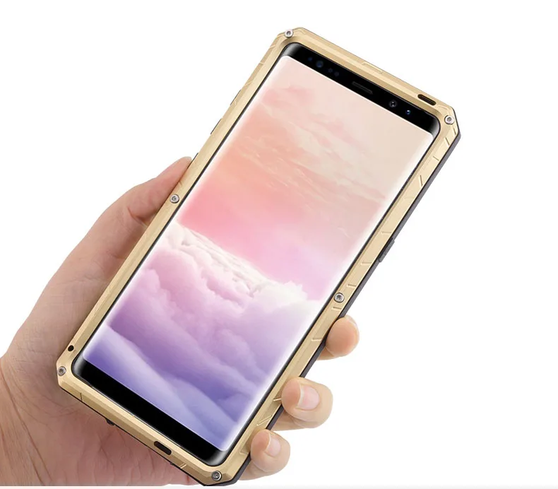 iMatch Water Resistant Shockproof Dust/Dirt/Snow-Proof Aluminum Metal Military Heavy Duty Armor Protection Case Cover for Samsung Galaxy Note 8