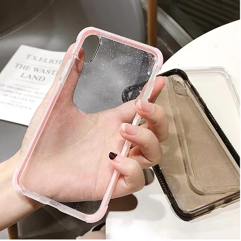 Slim Glitter Bling Powder Transparent Soft TPU Case Cover on sfor iPhone X 7 6 5s 8 Plus XR XS MAX SE 6s Shiny Phone Capa Coque  (7)