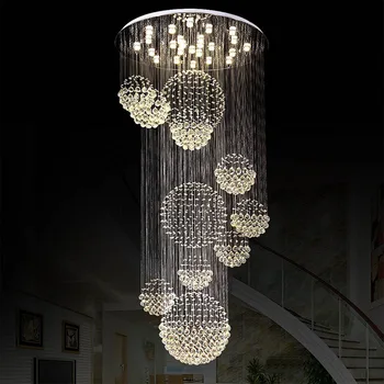 

Z Modern LED Clear K9 Crystal Large Chandelier For Double Staircase And Hotel Engineering Light Villa livingroom Hanging Lamp