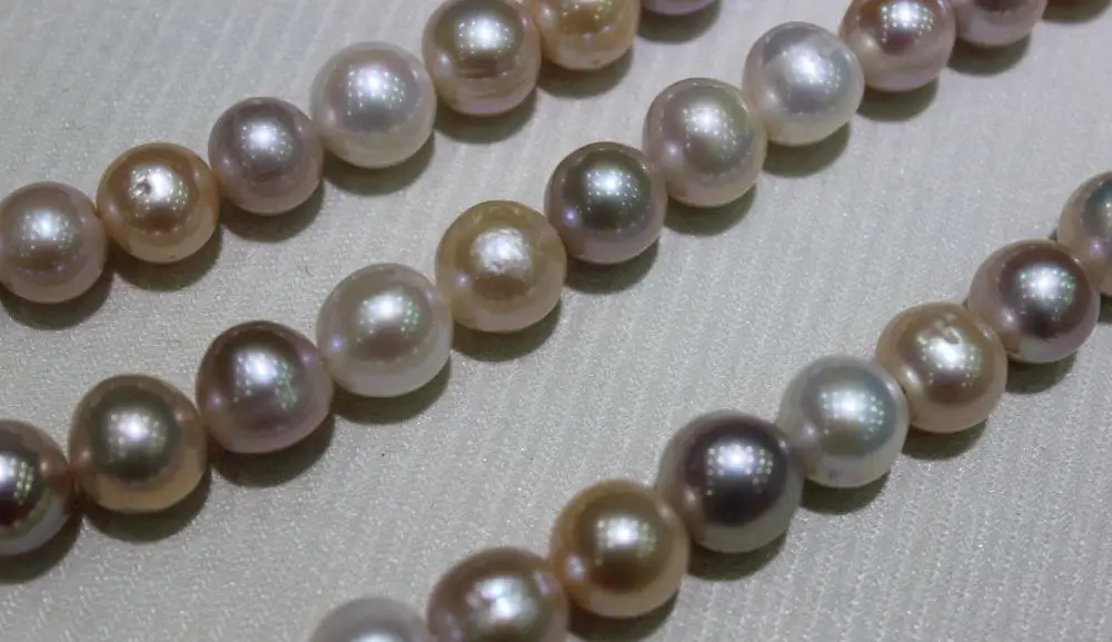

Multi-color round Fresh water pearl necklace 12-14mm 15