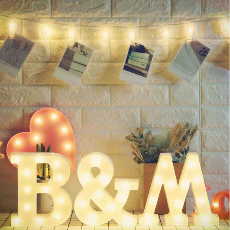 Digital Letter LED Night Light Marquee Sign Alphabet Lights Lamp Home Club Outdoor Indoor Wall Decor Valentine's Day Gift (5)