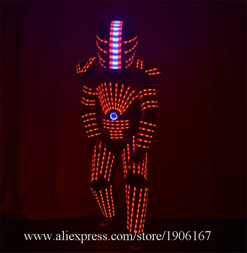 New arrived RGB color LED armor LED Suits Robot Costume LED Luminous Clothing For Night Clubs Party KTV01