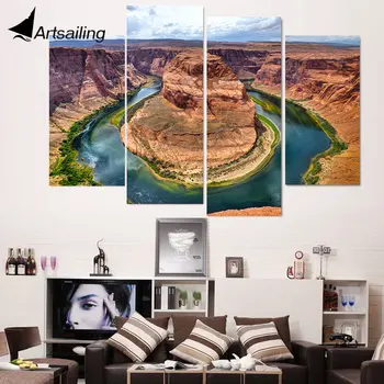 

4 Piece Canvas Painting Horseshoe Canyon HD Printed Canvas Art Prints Wall Art Home Decor Poster Pictures for Living Room XA163C