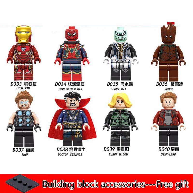

8pc/lot Children's Building Blocks Toy Compatible Legoings Marvel City Superhero Iron Man Spiderman Raytheon Brick Birthday Gift