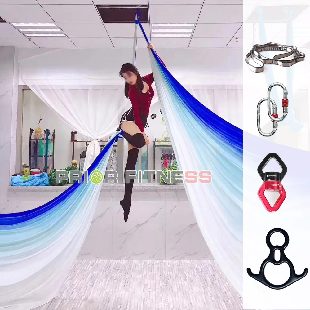 14 ярдов/12,8 м Ombre Aerial Silks Набор для йоги гамак трапеция слинг набор удлинительные ремни Антигравитационные нейлоновые качели для йоги