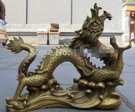 

0 Chinese Pure Brass carved Lucky Auspicious Dragon Folk Art statue