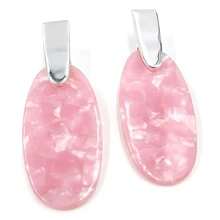 Богемные серебряные серьги-гвоздики с большим овальным ацетатным леопардовым принтом, Длинные овальные серьги-гвоздики из смолы с перламутром