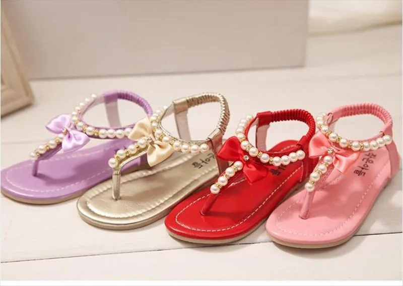 Новинка; детская обувь; сандалии с бантом для девочек; летняя обувь для малышей; модная детская обувь с жемчужинами; тонкие туфли для детей; цвет золотой, розовый