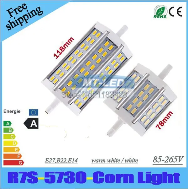 

X20pcs DHL Ship Dimmable R7S 10W 15W SMD 5730 led light replace flood lamp AC85-265V 24led 48led Cron light