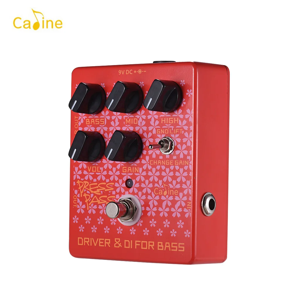 Caline CP-59, пресс-пасс, красная электрогитара, педали эффектов с истинным байпасным драйвером и DI Box, Классический ламповый усилитель для бас-гитар