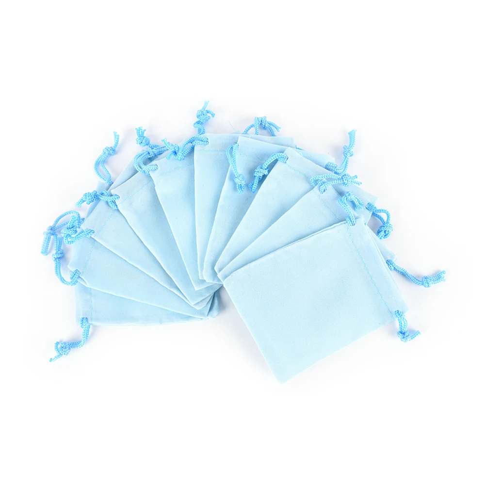 10 шт./лот, модная бархатная сумка на шнурке, упаковка, сумки на шнурке, 7*9 см - Цвет: Небесно-голубой
