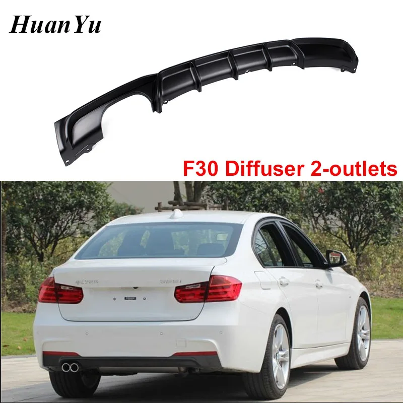 2 outlets Diffuser for BMW F30 M Sport Edition 4 door Sedan Rear Bumper