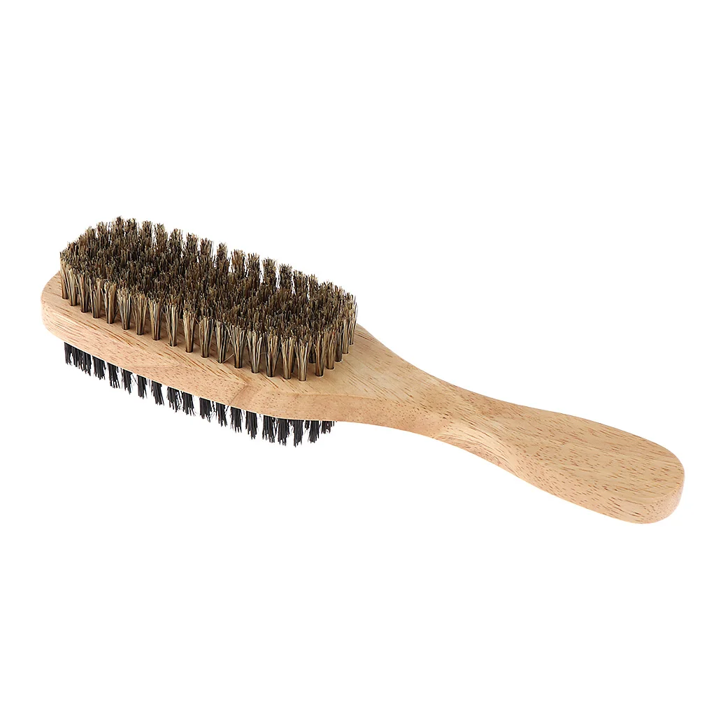 Perfeclan 2-Packs Large Medium Wooden Boar Bristle Beard Brushes Facial Hair Mustache Goatee Styling Cleaning Tools
