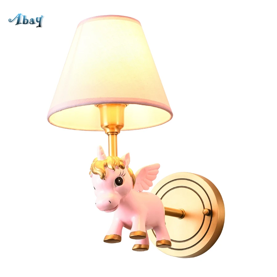 Lovely Art Deco Resin Single Horned Beast Wall Lamp for Children Room Corridor Living Creative Decoration Sconce Light | Лампы и