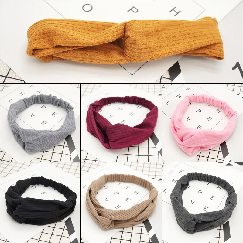 

Summer Solid Color Baby Headband Girls Twisted Knotted Nylon Elastic Hair Band Hair Accessories Baby Girl Headbands