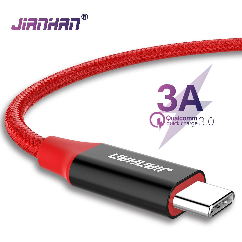 JIANHAN 3A Usb 3.0 نوع C كابل يو إس بي C سريع شحن سريعة بيانات كابلات مضفر لسامسونج غالاكسي S9 Xiaomi هواوي الهاتف المحمول JIANHAN 3A Usb 3.0 نوع C كابل يو إس بي C سريع شحن سريعة بيانات كابلات مضفر لسامسونج غالاكسي S9 Xiaomi هواوي الهاتف المحمول