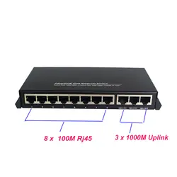 3 1000 м uplink 11 Порты и разъёмы защиты POE коммутатор Ethernet сети Камера Питание 802.3af переключатель