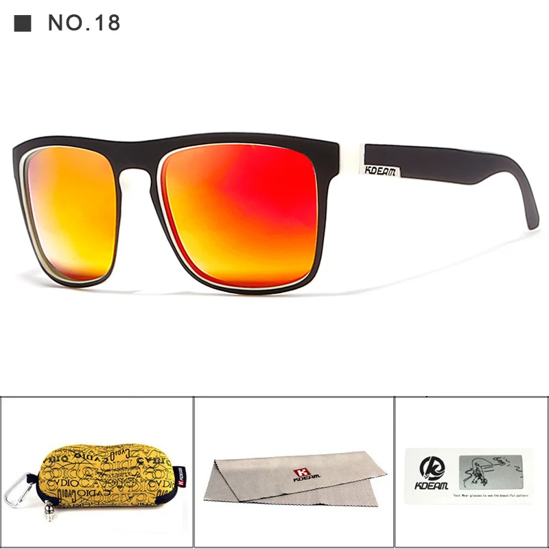 Бренд KDEAM солнцезащитные очки Для мужчин спортивные солнцезащитные очки Для женщин поляризованные зеркальные линзы площади кадра 11 Цвета UV400 с футляр KD156 - Цвет линз: C18