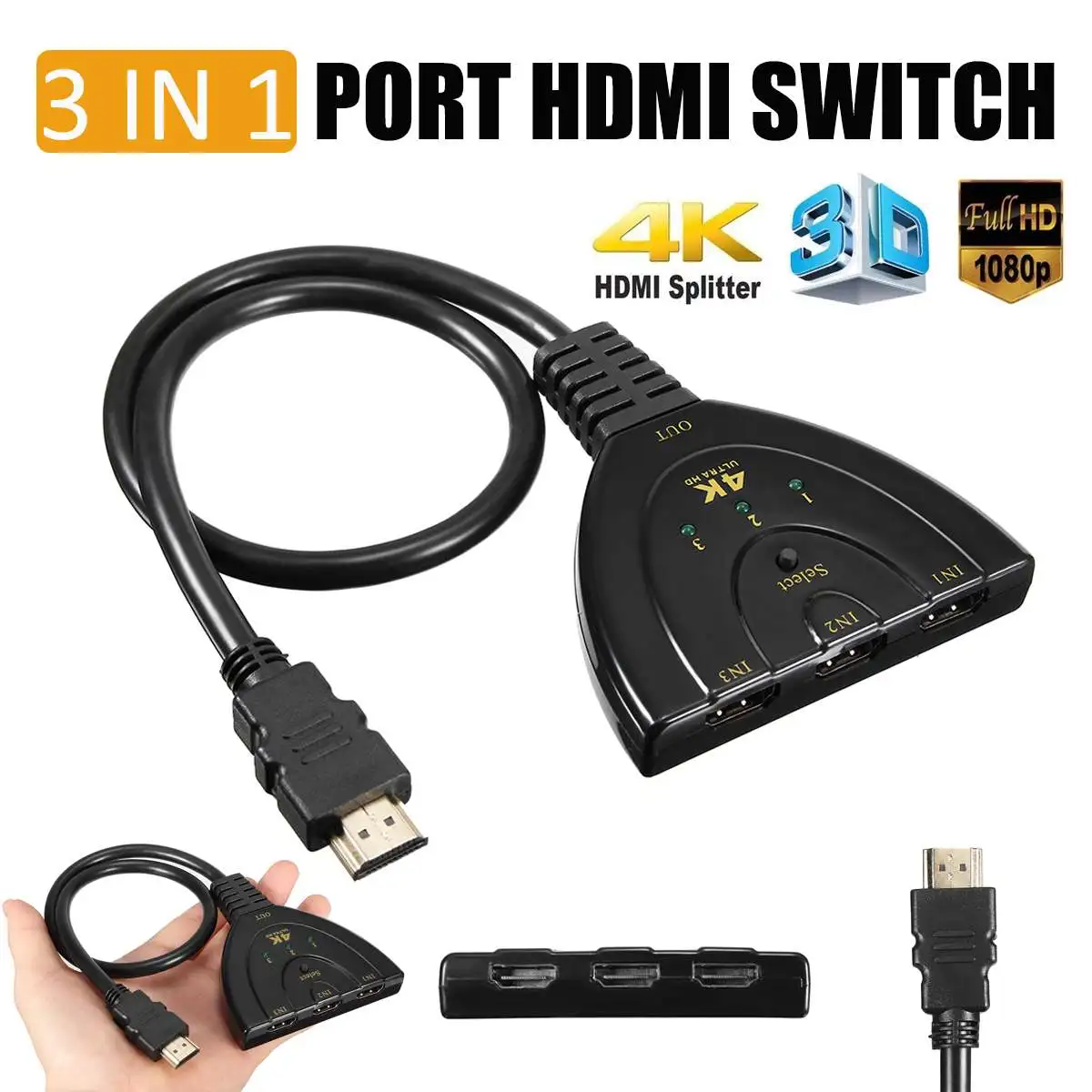 4 K X 2 K 3D Мини 3 переключатель порта HDMI 1.4b 4 K Выключатель HDMI делитель HD 1080 P 3 в 1 выход порт концентратор для DVD HDTV PC игровая консоль