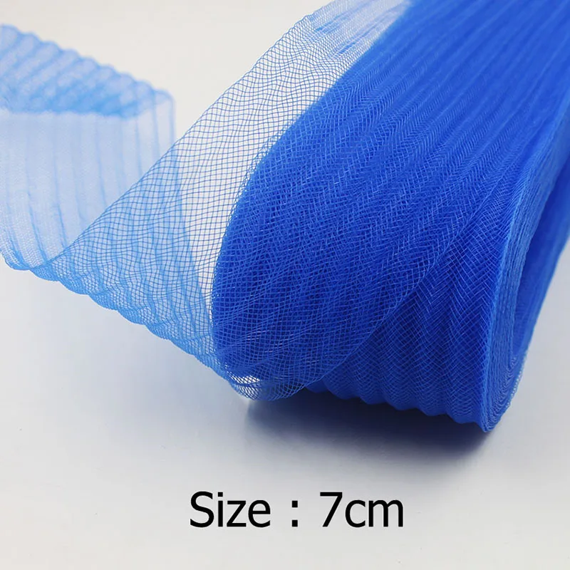 

[IuBuFiGo] 2.8" 7cm Crushed Horse hair Crin Braids With Wave Garment Crinoline Mesh Fabric 100yard/lot