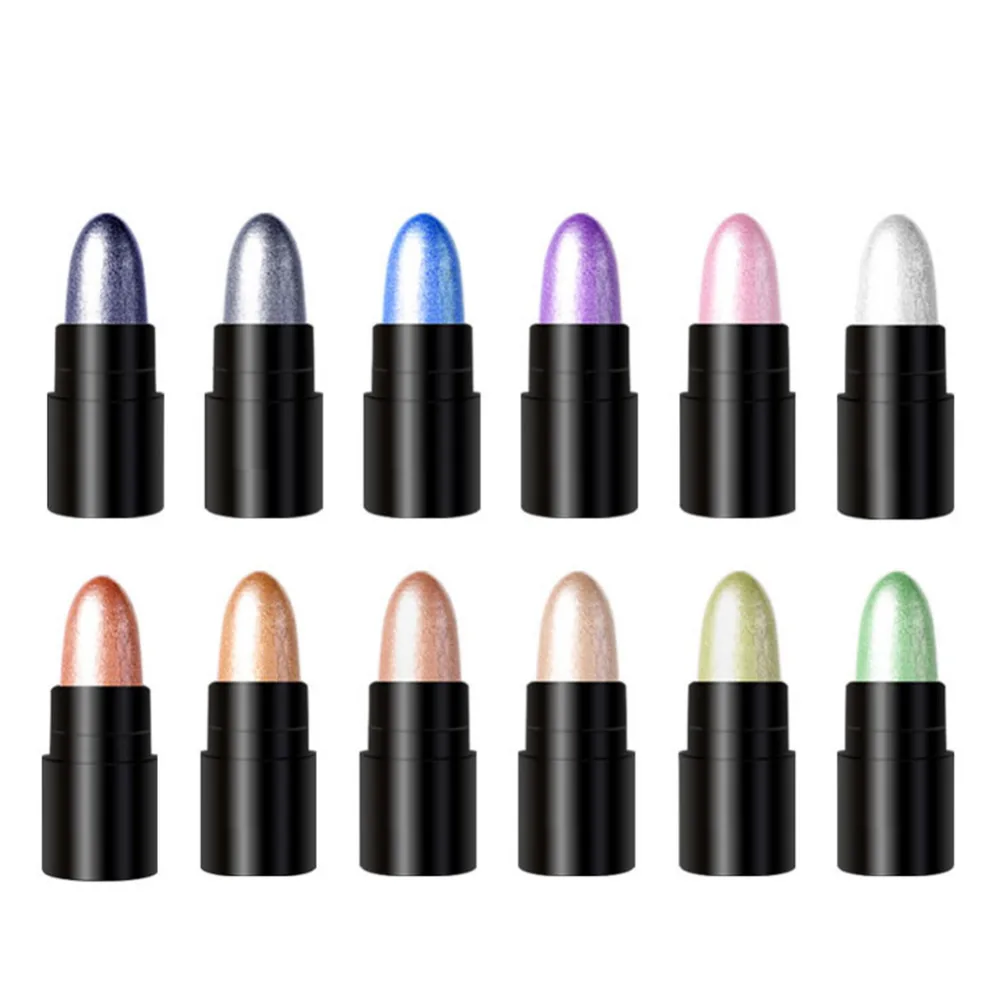 12 Colors Shimmer Eyeshadow Sticks Set Waterproof Glitter Eye Shadow