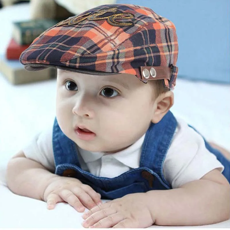 Baby Plaid Beret Hat for Toddler Boys Girls Spring Autumn Cute Caps