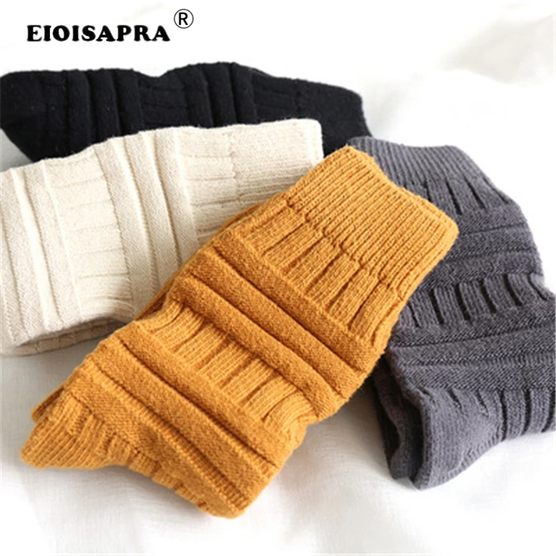 

[EIOISAPRA] Winter Cotton Solid Novelty Woman Simple Socks Fashion Art Female Student Thick Warm Socks Crew Ankle Sock for Girl
