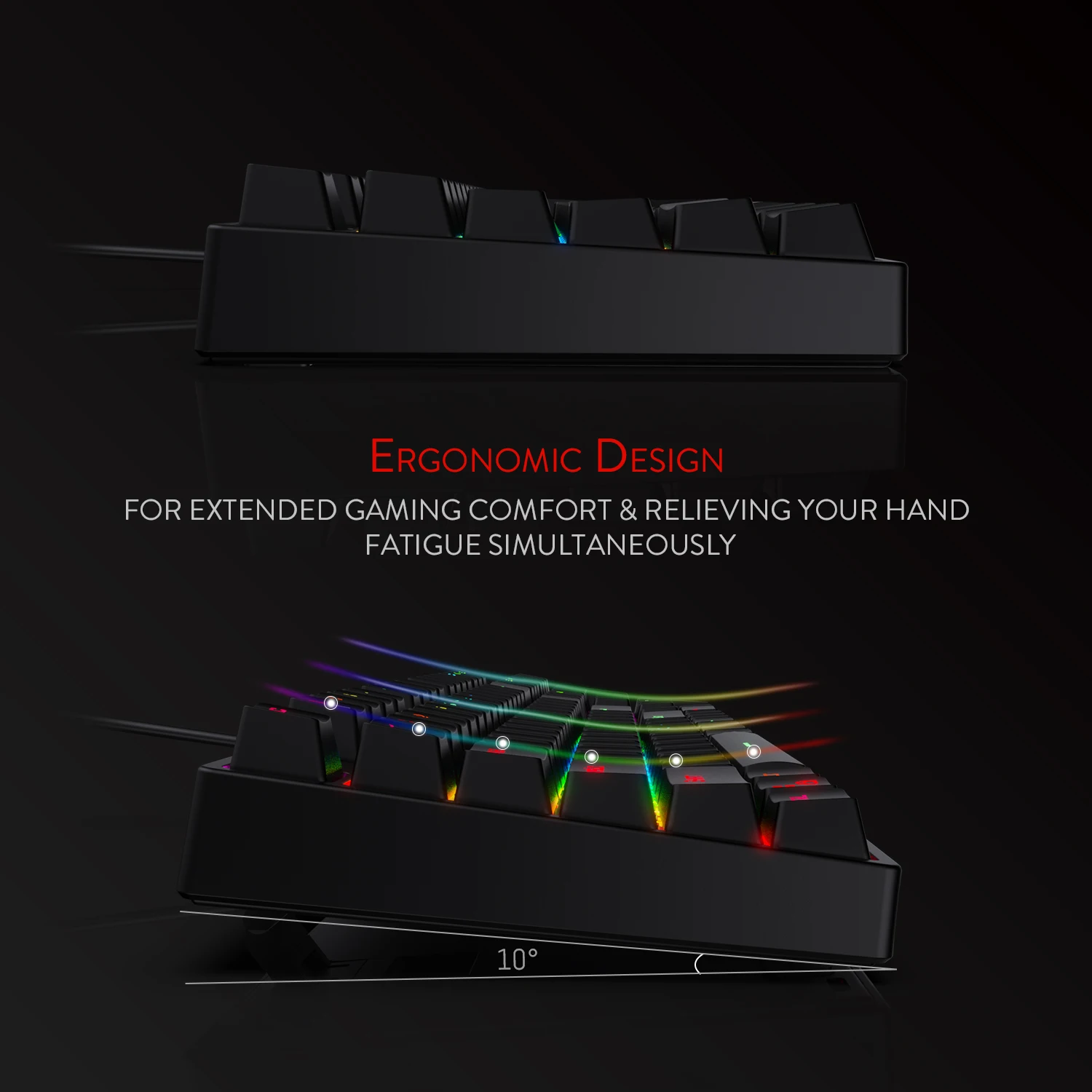  Redragon K582 SURARA RGB LED Backlit Mechanical Gaming Keyboard with104 Keys -Linear and Quiet- Red