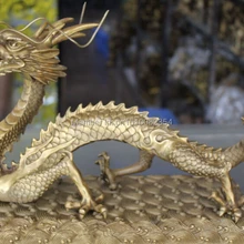 1" Китайский Бронзовый Император Фото 12 Зодиак Животных дракон Драконы Мяч Статуя