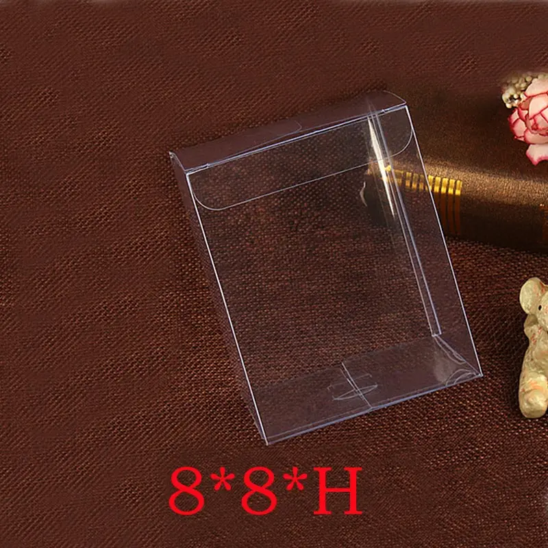 

50pcs 8x8xh jewelry gift box clear boxes plastic box transparent storage pvc box packaging Display pvc boxen for wed/christmas