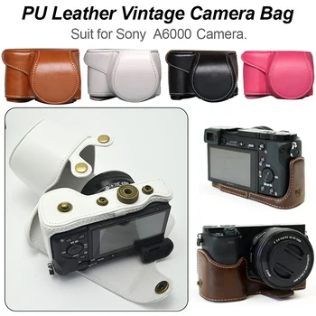 

Hot Sale High quality Case Cover Bag Vintage PU leather Camera Bag Protective Pouch for Sony A6000 A6300 camera Case Cover