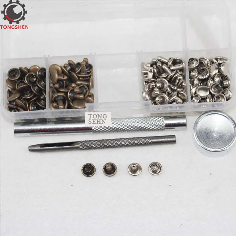 100set Metal Double Cap Round Rapid Rivet Spike Stud Repair Nail With