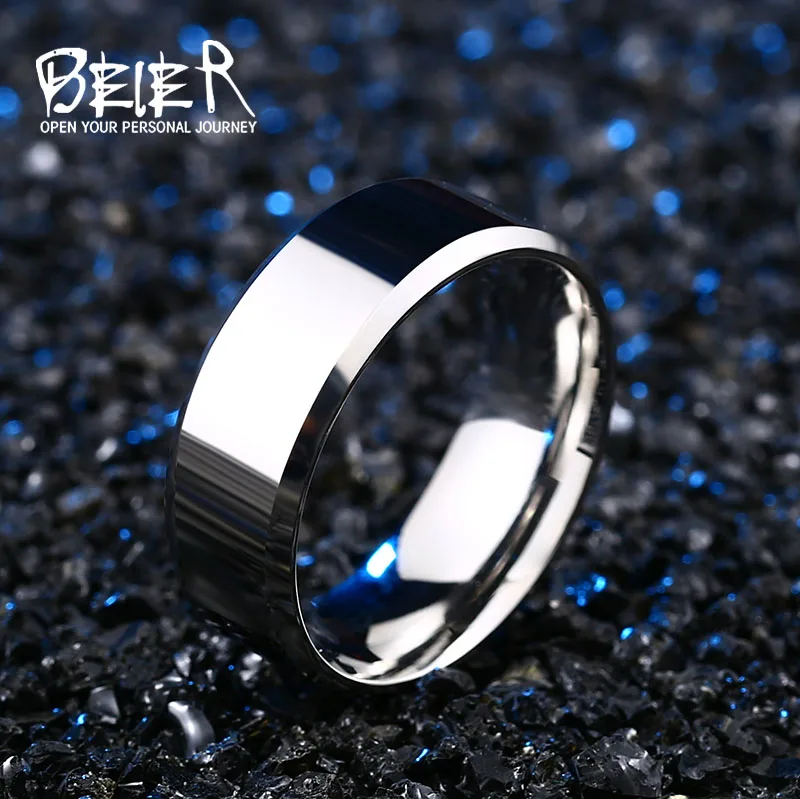 

316L Stainless Steel ring Cool Man's High Polished Jewelry Silver Color Fashion Wedding Ring WR-R006