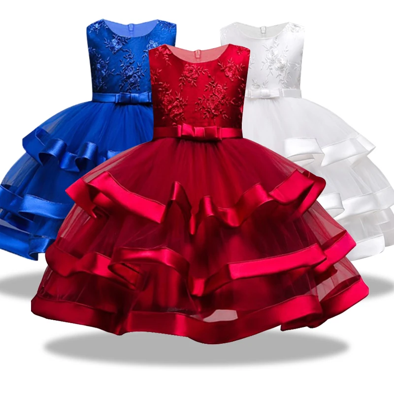 

Pink Girl Bridesmaid Wedding Party Dress temperament girl romantic attendance at ball dinner red blue embroidered dress Vestido