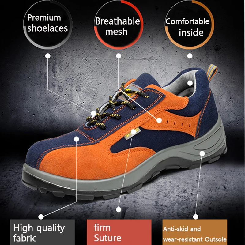 New Exhibition men Steel Toe safety shoes Anti-smashing breathable safety boots Durable work Protective Labor Insurance Shoes NE