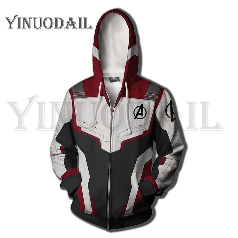 Men and Women Zip Up Hoodies The Avengers Endgame Hooded Jacket Superheroes Battle Suit Sweatshirt Streetwear Cosplay Costume