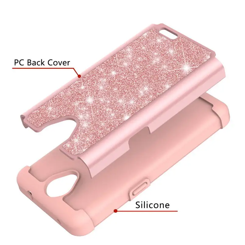 Case for ZTE N9139 Bling Glitter PU Leather Silicon PC Back Cover for ZTE Maven 3 Overture 3 Prestige 2 Prelude Plus Phone 2