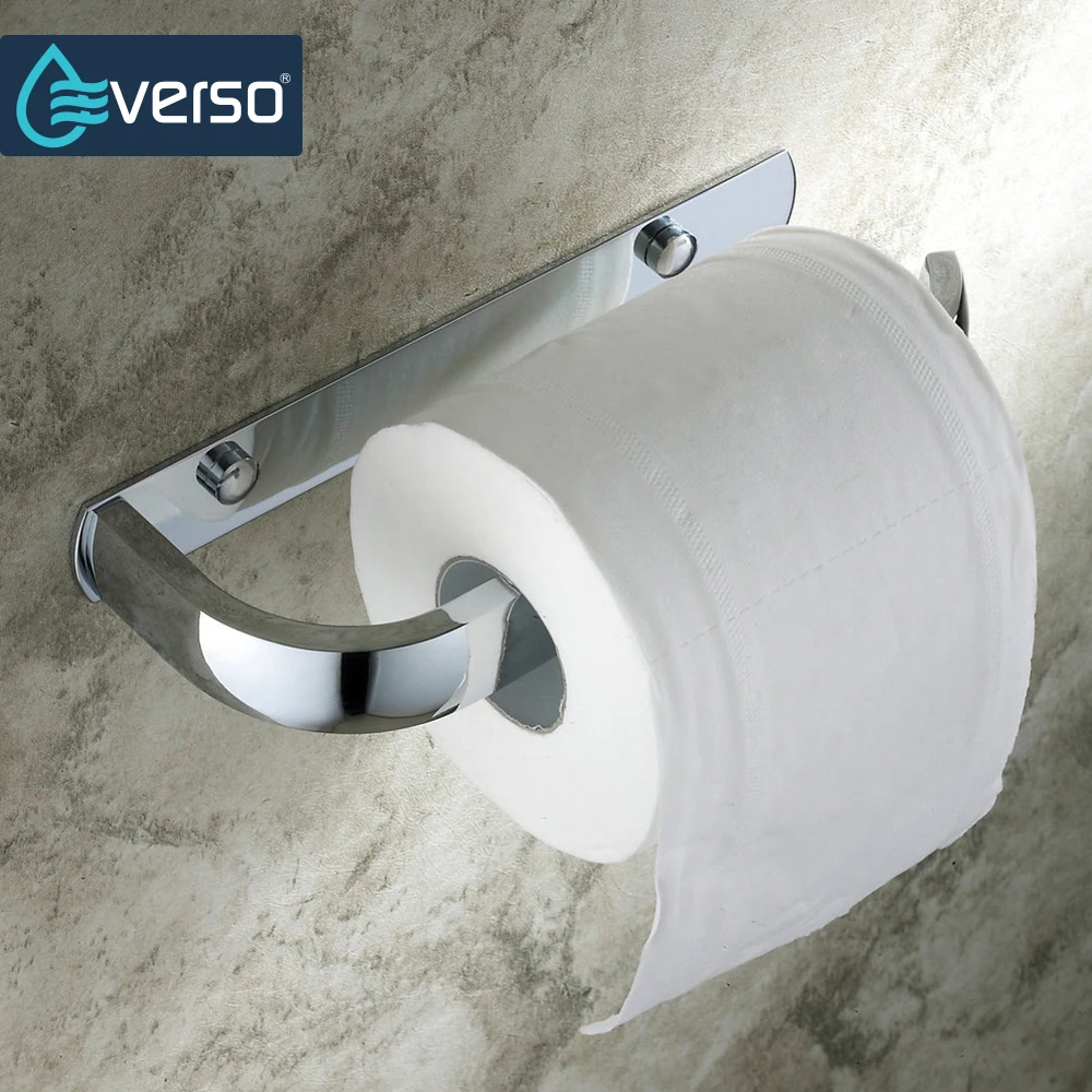 EVERSO Acier Inoxydable Rouleau De Papier Toilette Titulaire Wc Porte Rouleau de Papier Tenez Mur Monté par Ongles Accessoire De Salle dans Supports À