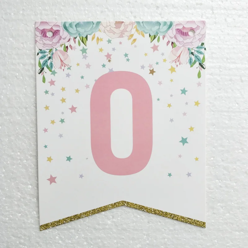 ONE Year Birthday Banners Unicorn Bunting Garland Flags Kids First Birthday Party Decoration Baby Shower Party Supplies