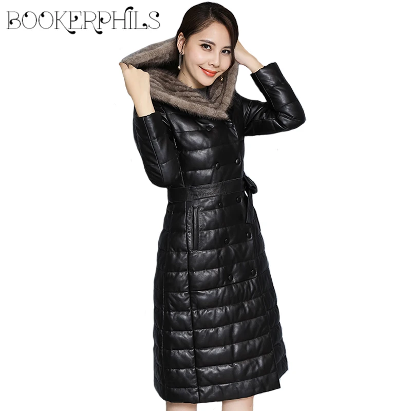 Autumn Winter Parkas Women Hooded 2018 High Imitation Mink Fur Collar Winter Jackets Women Cotton Plus Size Long Female Coats