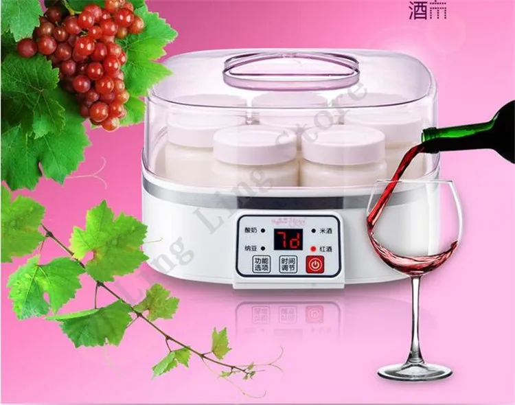 220 V многофункциональная 4 в 1 Автоматическая электрическая Йогуртница Natto Rice Wine для виноградного вина микрокомпьютер управления с 8 чашка для завтрака