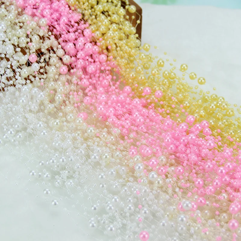 

15 Meters 8+3mm Fishing Line Artificial Pearls Chain Garland Flowers DIY Wedding Party & Bridal Bouquet Flower Decoration D351