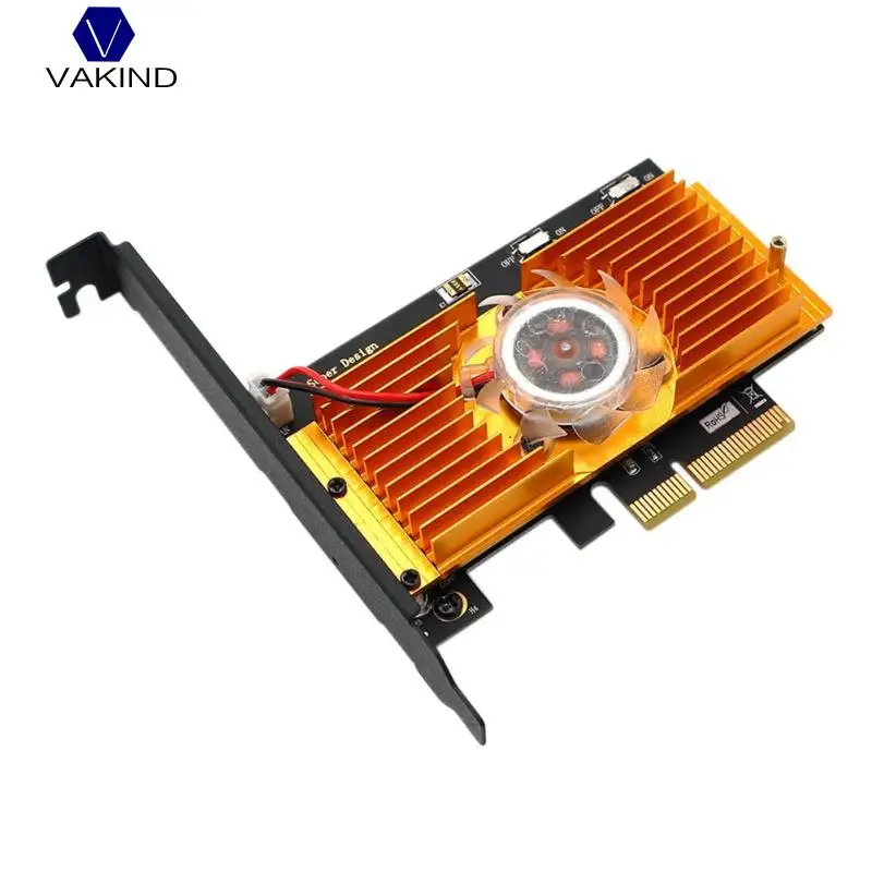 

VAKIND NGFF M.2 NVME PCIE SSD To PCI Express 3.0x 4X Adapter Card With Cooling Fan Bracket Support M.2 form 2242 2260 2280