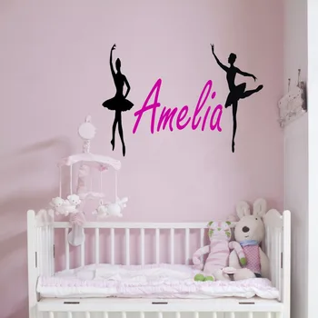 

Wall Decoration Beautiful Girls Dance Room Sticker Vinyl Art Removeable Poster Personalized Name Ballat Kids Bedroom Mural LY371